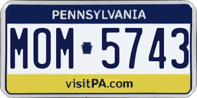 PA license plate MOM5743