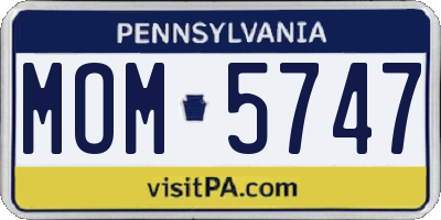 PA license plate MOM5747