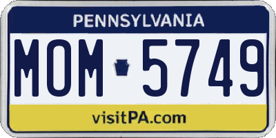PA license plate MOM5749