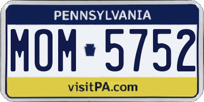 PA license plate MOM5752