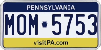PA license plate MOM5753
