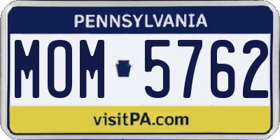 PA license plate MOM5762
