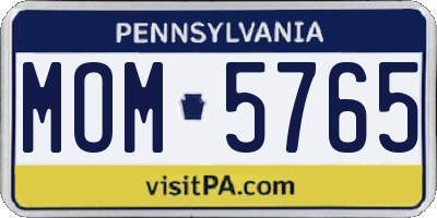 PA license plate MOM5765