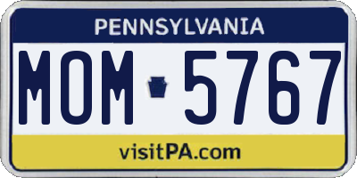 PA license plate MOM5767