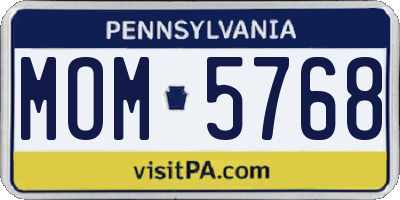 PA license plate MOM5768