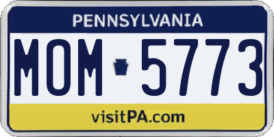 PA license plate MOM5773