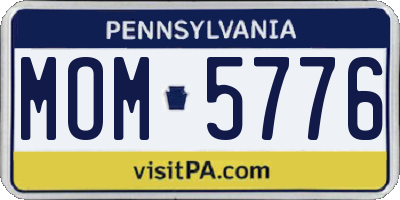 PA license plate MOM5776
