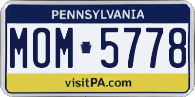 PA license plate MOM5778