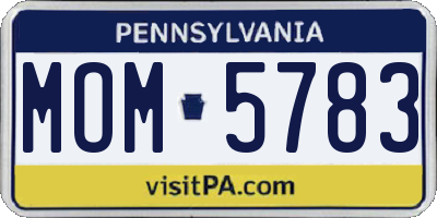 PA license plate MOM5783