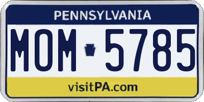 PA license plate MOM5785