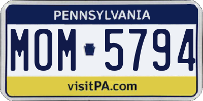 PA license plate MOM5794