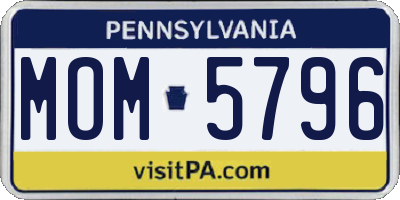 PA license plate MOM5796