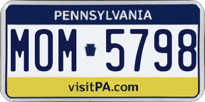 PA license plate MOM5798