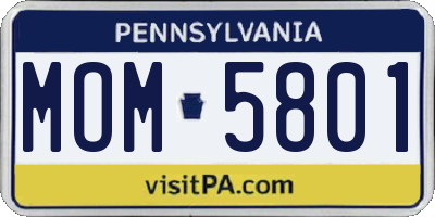 PA license plate MOM5801