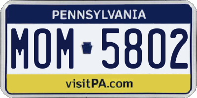PA license plate MOM5802