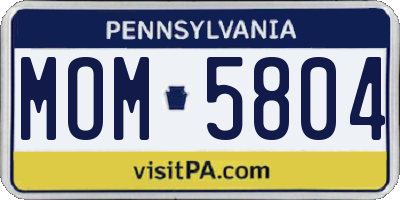PA license plate MOM5804