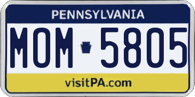 PA license plate MOM5805
