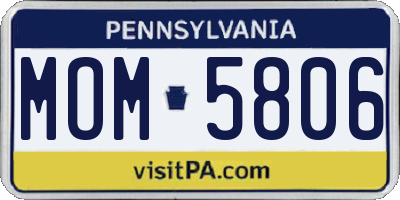 PA license plate MOM5806