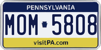 PA license plate MOM5808
