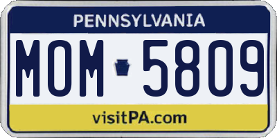 PA license plate MOM5809