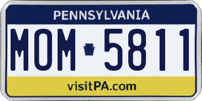 PA license plate MOM5811