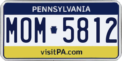 PA license plate MOM5812