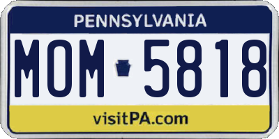 PA license plate MOM5818