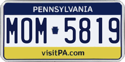 PA license plate MOM5819