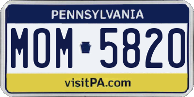 PA license plate MOM5820