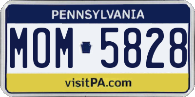 PA license plate MOM5828