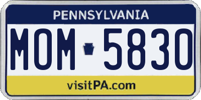 PA license plate MOM5830