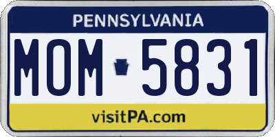 PA license plate MOM5831