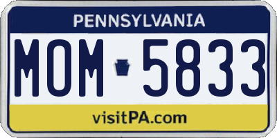 PA license plate MOM5833