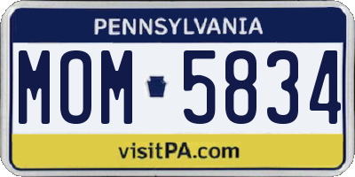 PA license plate MOM5834
