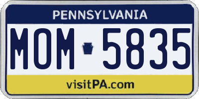 PA license plate MOM5835