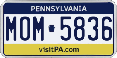 PA license plate MOM5836