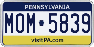 PA license plate MOM5839
