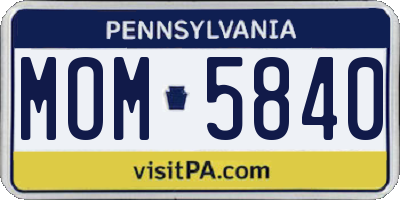 PA license plate MOM5840