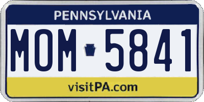 PA license plate MOM5841
