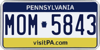 PA license plate MOM5843