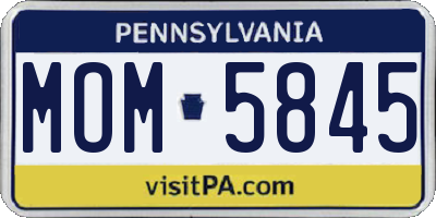 PA license plate MOM5845