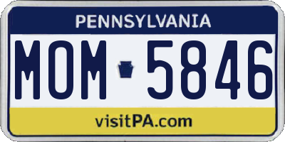 PA license plate MOM5846