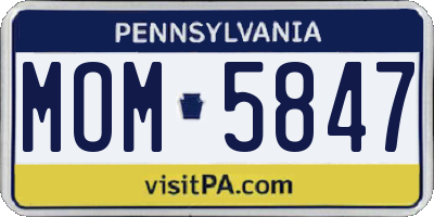 PA license plate MOM5847