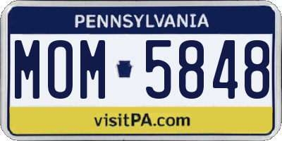 PA license plate MOM5848
