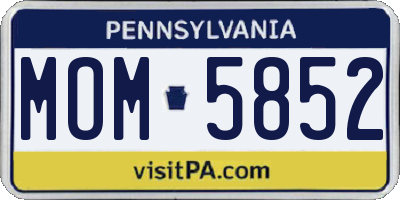 PA license plate MOM5852