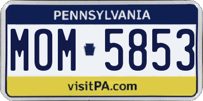 PA license plate MOM5853