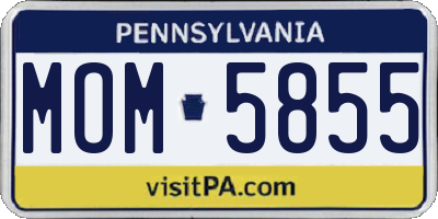 PA license plate MOM5855