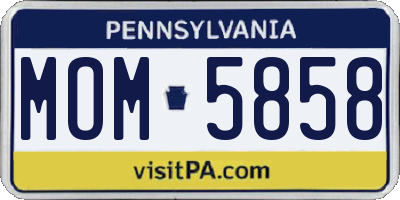 PA license plate MOM5858