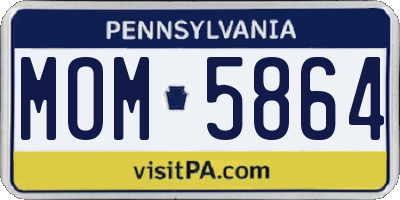 PA license plate MOM5864