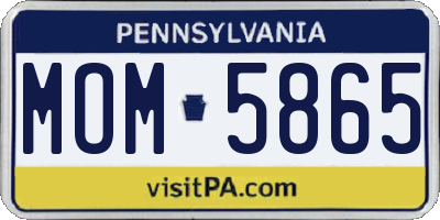 PA license plate MOM5865
